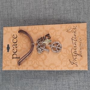 Charm Necklace Rhinestone Peace Symbol Cross Star Bead Adjustable Length